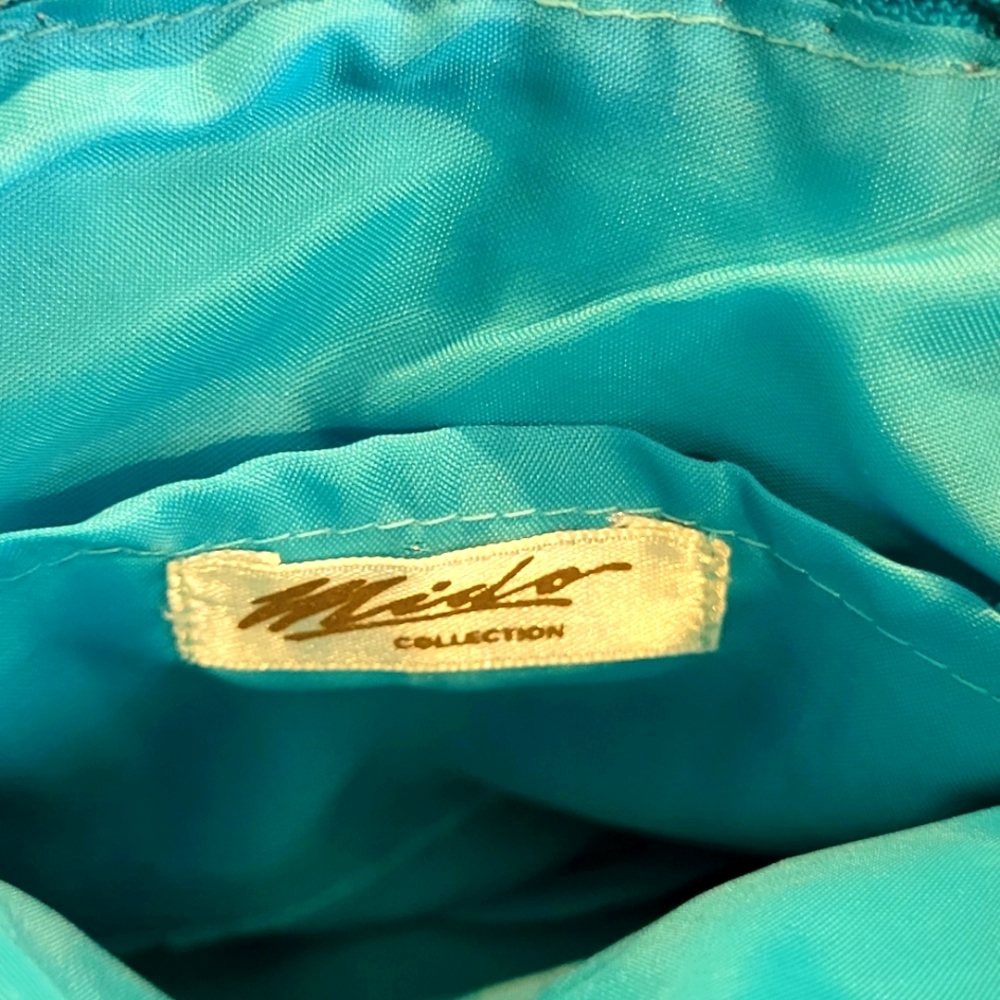 MIDO Collection Turquoise Aqua Beaded Shell Bag Purse.